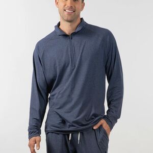 Burnside Mens Dawn To Dusk 1/4 Zip Ink Blue Long Sleeve Top‎ NWT - Size XL